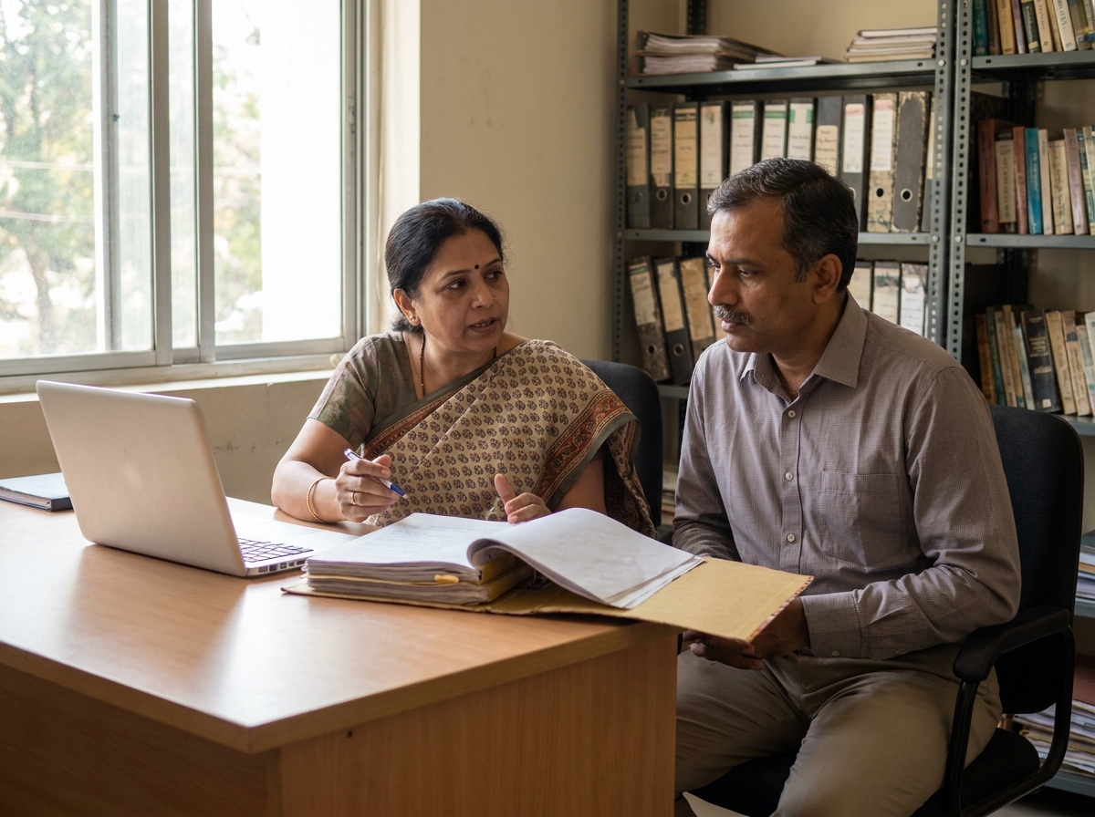 Two professional services partners reviewing client work
